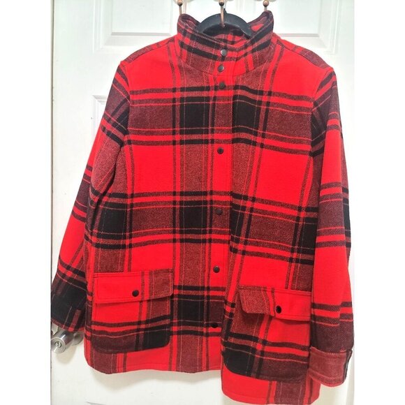 Talbots Fireplace Plaid Red & Black Wool Blend Plus Size Jacket Size 1x - Picture 1 of 12